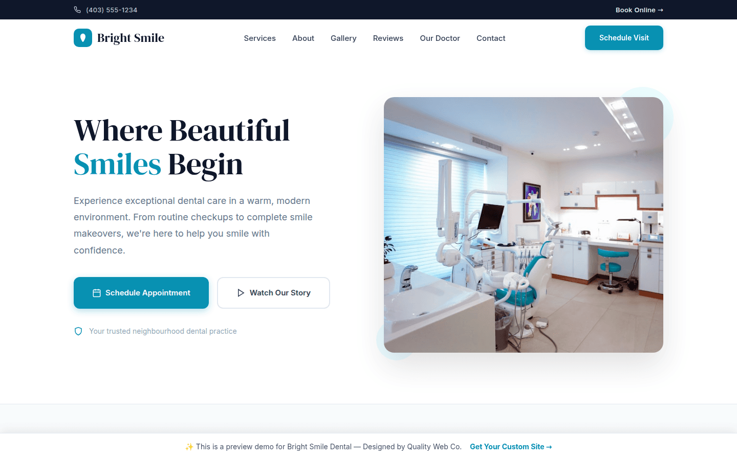 Bright Smile Dental website preview