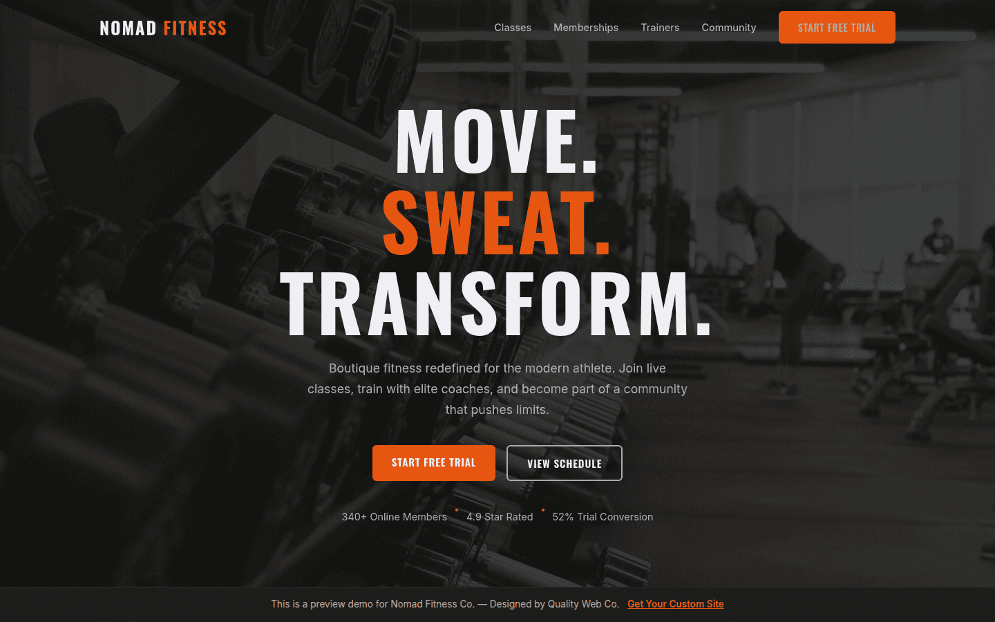 Nomad Fitness Co. website preview
